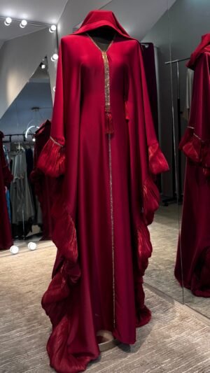Grenadine Luxurious Nida Farasha Abaya Dress with Pleated Organza accent