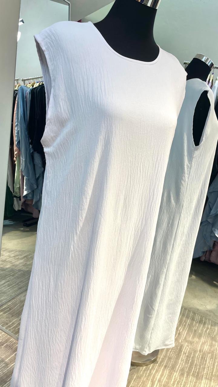 White Abaya Inner Double Layer & Fully Opaque - Image 3