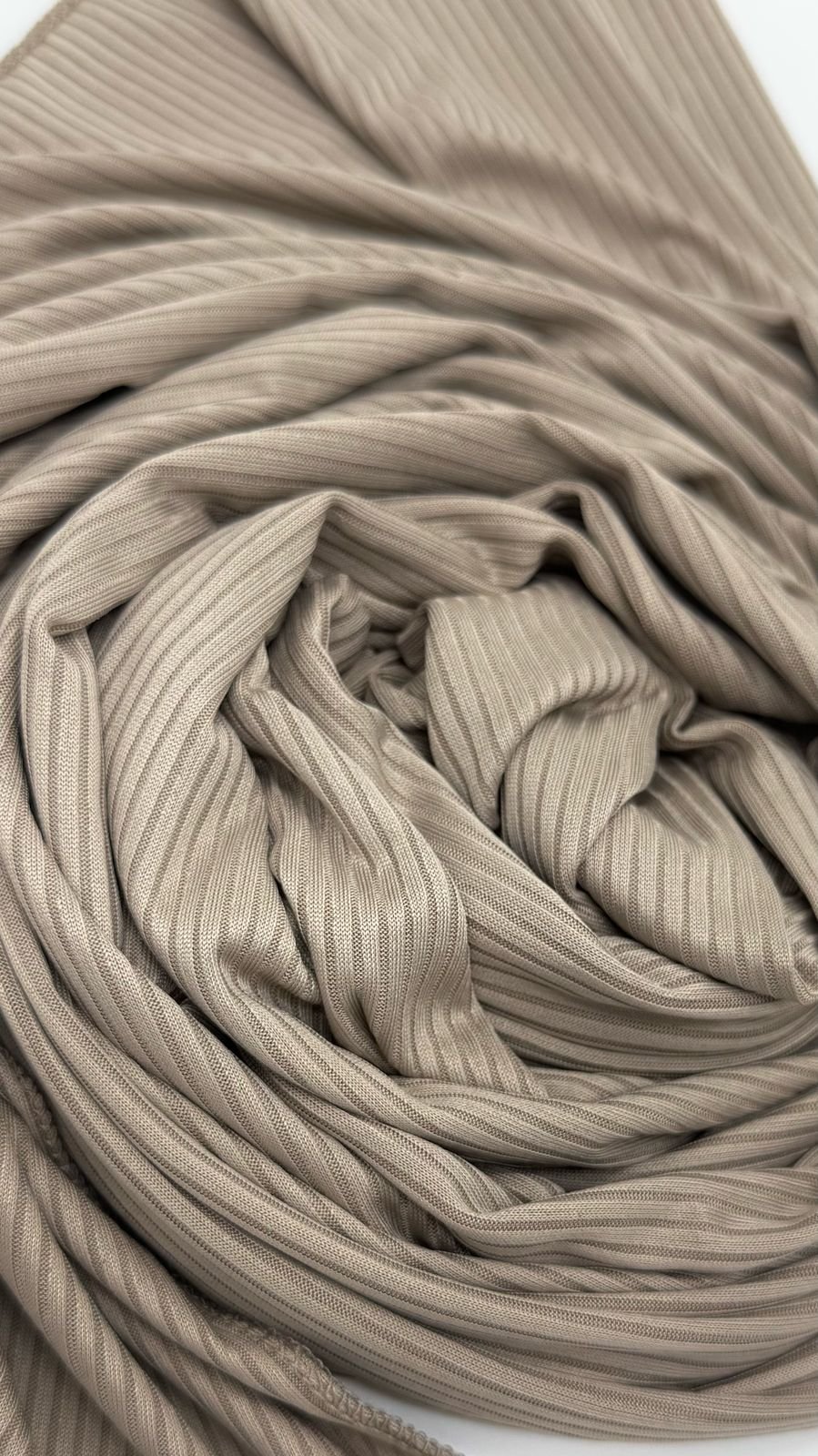 Taupe Stretch striped pattern hijab - Image 2