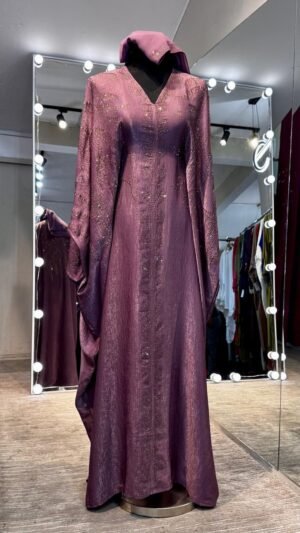 Dusty Purple Luxurious Silky Velvet Farasha Abaya.