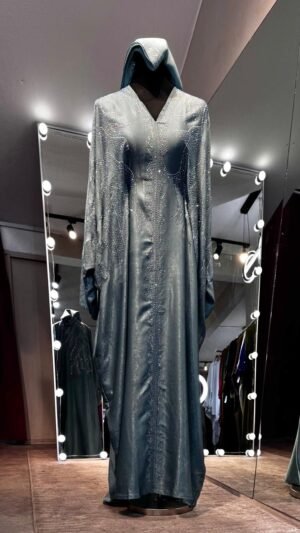 Mint Green Luxurious Silky Velvet Farasha Abaya.