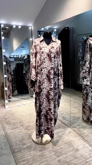 Pinkish Brown Floral cotton V neck dress
