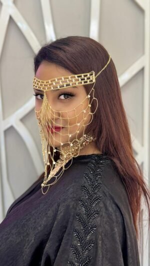 Khaleeji Gold Niqab jewelry with stone design